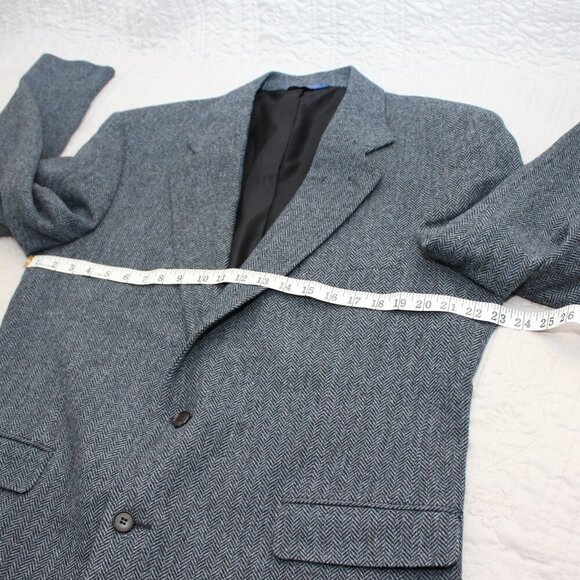 Pendleton Mens Navy Herringbone Wool Sport Coat Jacket Size 44Long - Picture 9 of 12